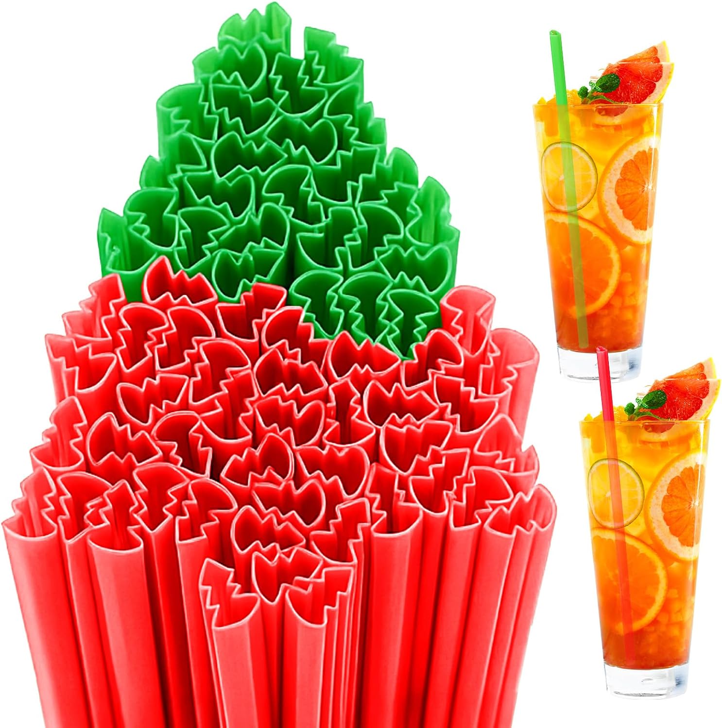 Potchen 180 pitillos plásticos con forma de árbol de Navidad miniatura 1