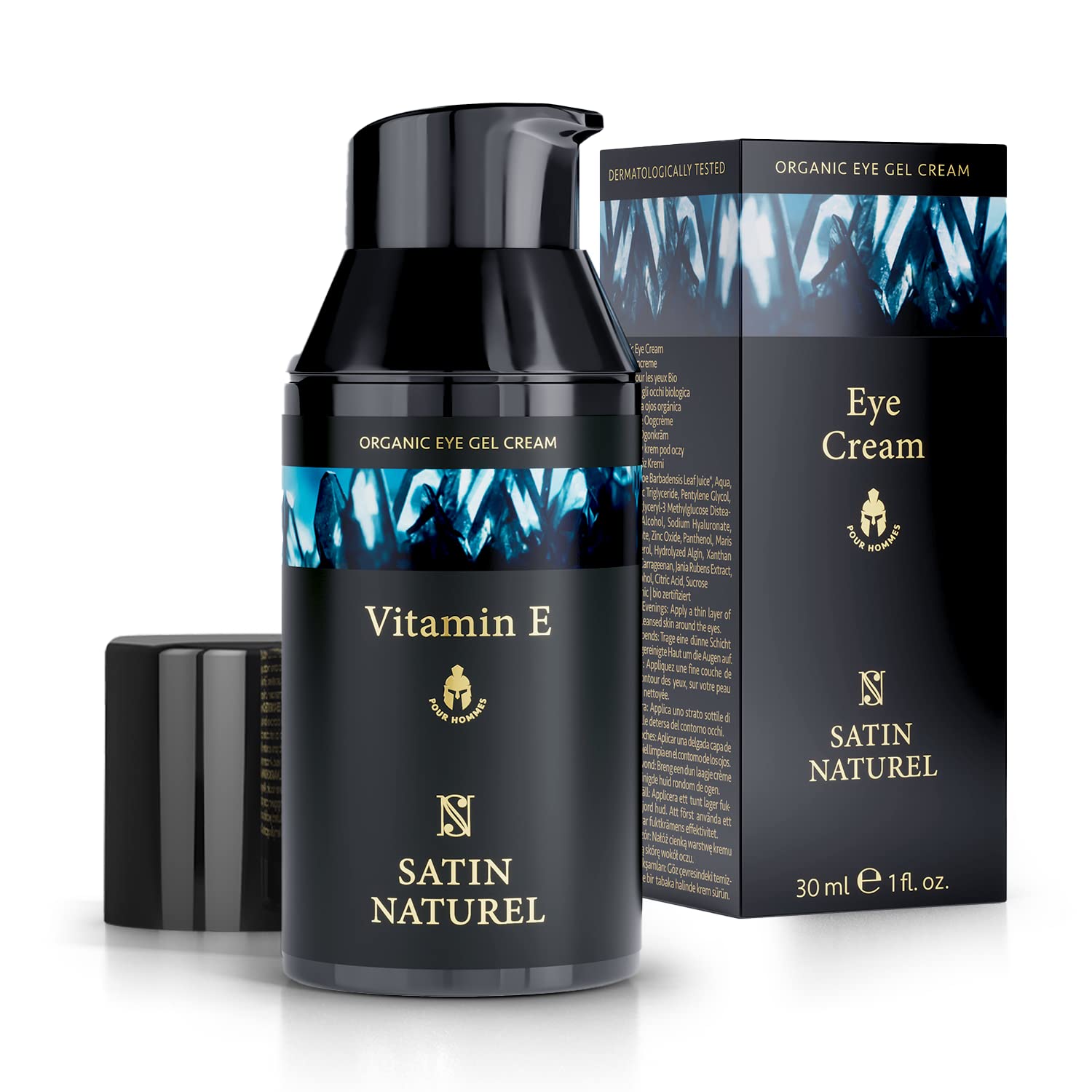 Augencreme für Männer mit Hyaluron + Vitamin E + Arganöl gegen müde Haut Belebende Augencreme