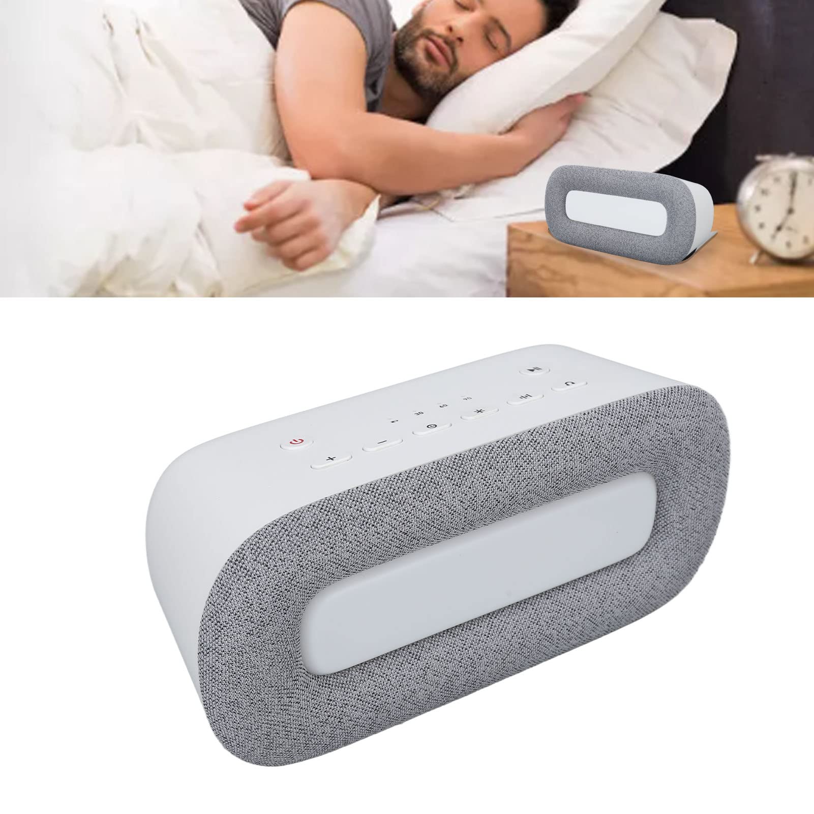 Macchina per Dormire con Musica, Riduzione del Rumore, Timer a 3 velocità, Macchina per il Rumore Bianco, Luce Soffusa, Suono Naturale con Manuale di Istruzioni per la Casa (Grigio)