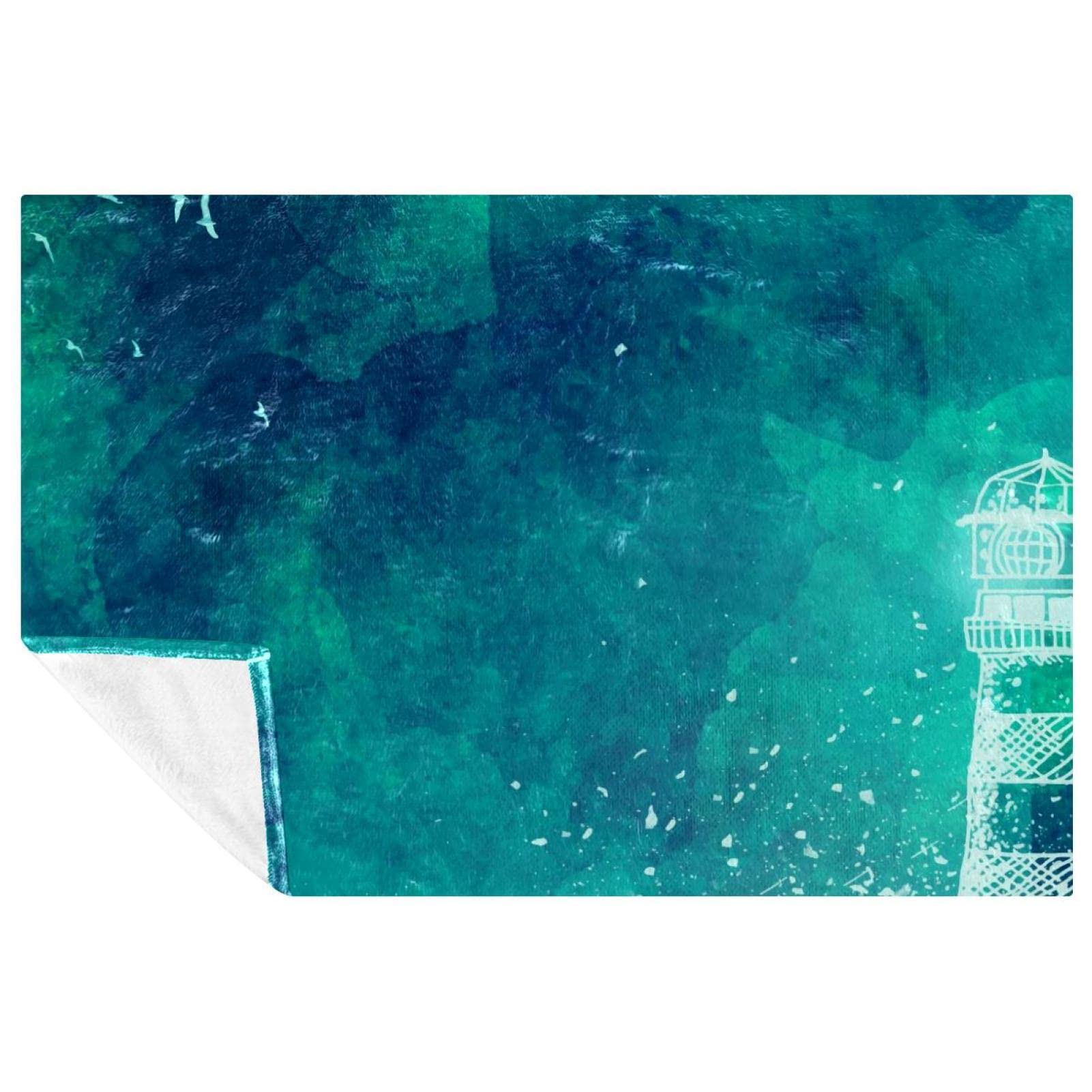 Couverture mer et phare dans la tempête douce et chaude 150x100 cm pour lit