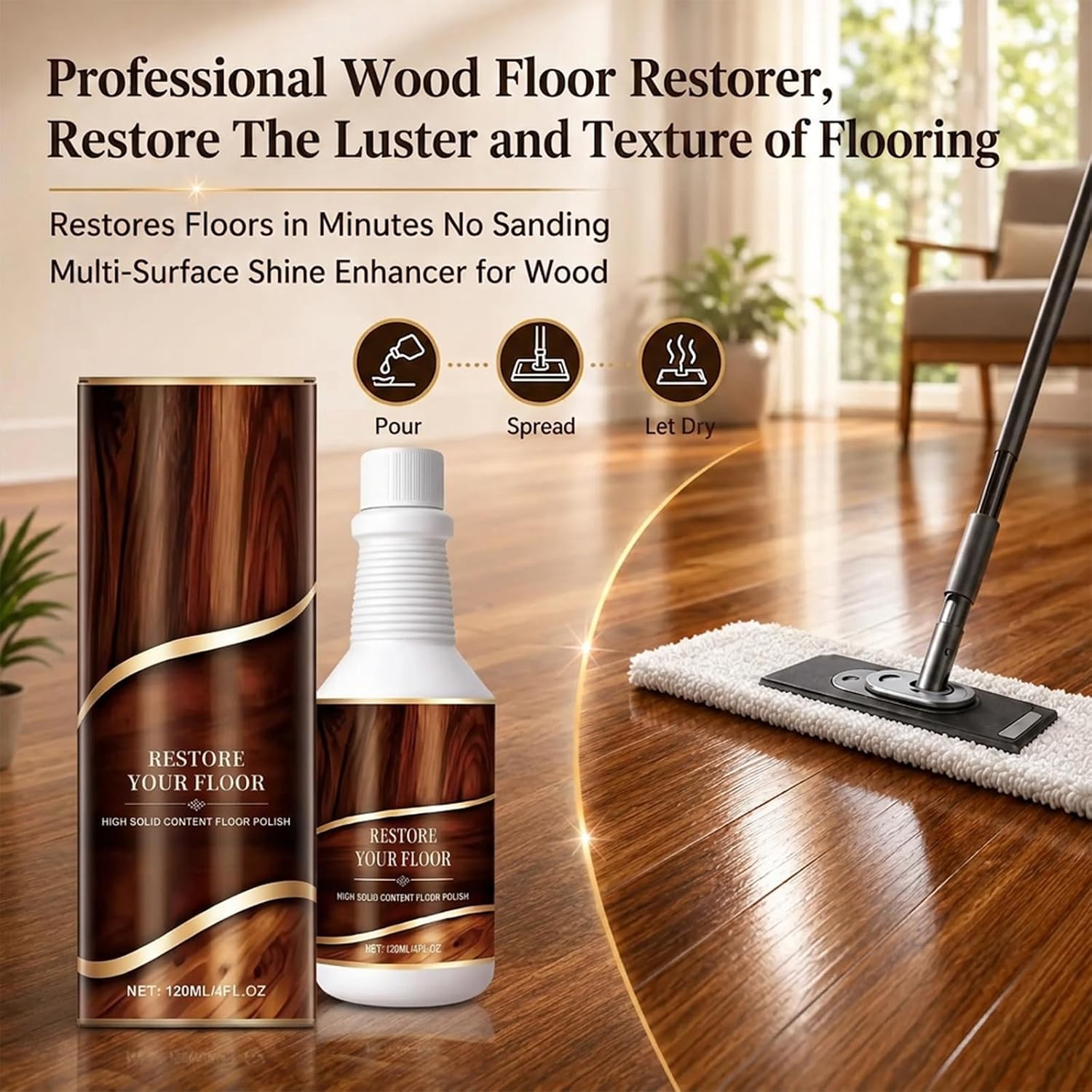 Wood Floor Restorer & Polish For Hardwood Floors, Restore The Luster And Texture Of The Flooring, For All Types Of Flooring (2)