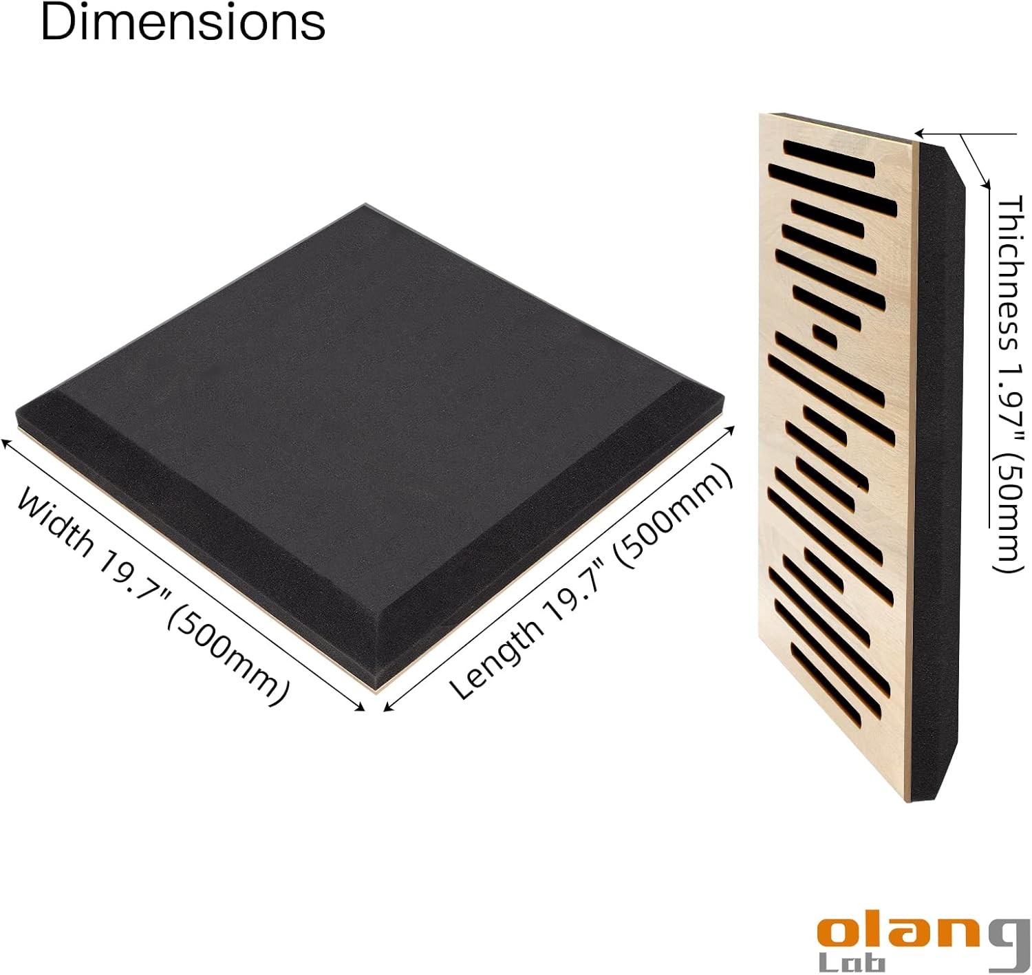 Olanglab 2-Pack Art Acoustic Panels, 19.6"x19.6" High-Performance Acoustic Foam, Decorative Oak Plywood, Soundproof Self Adhesive Wood Wall Panel, Sound Absorption Diffuse Acoustic Treatment (Line 1) : Musical Instruments