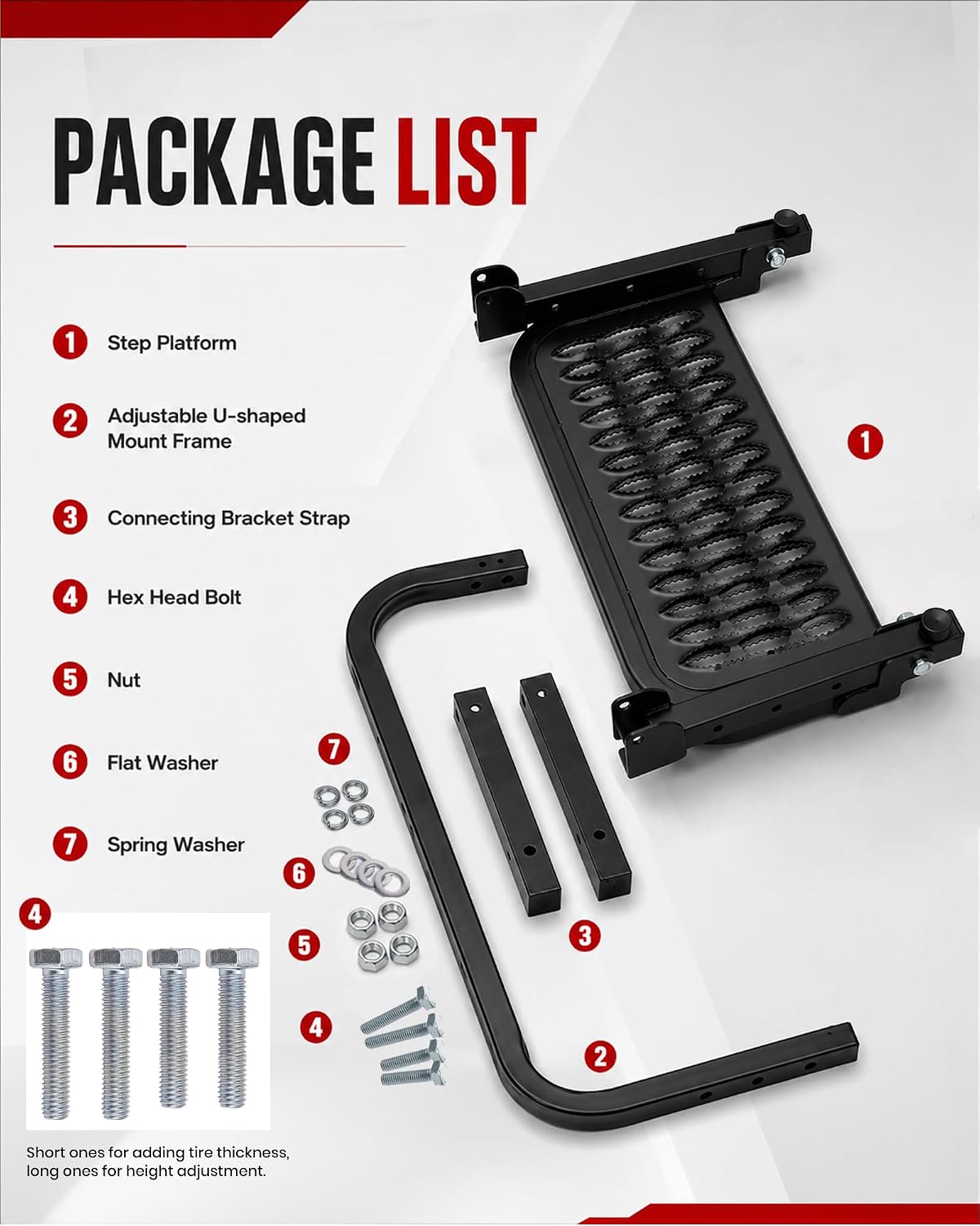 Folding Heavy Duty Tire Step for Truck and Pickup