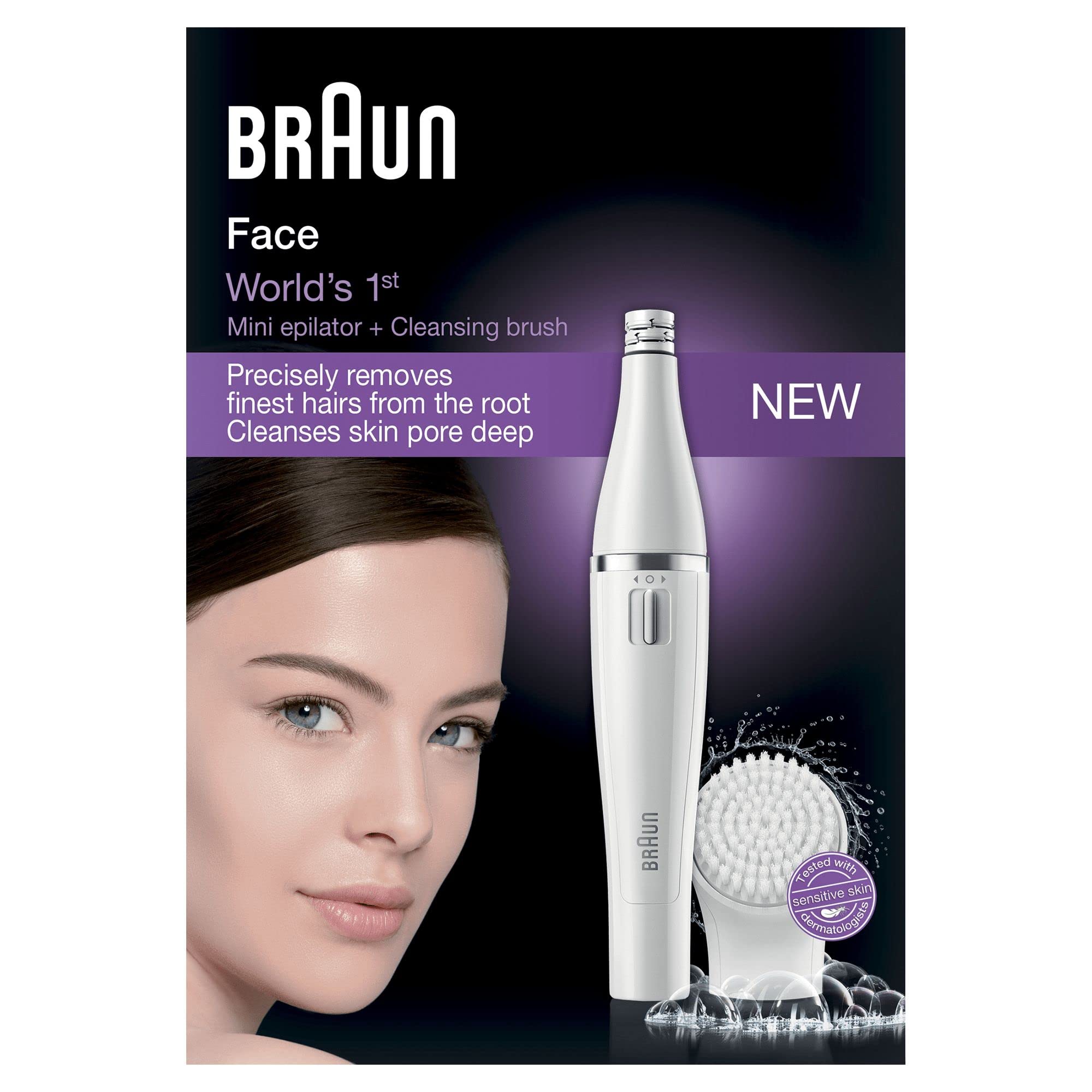 Braun FaceSpa 810 Épilateur Visage avec Brosse Nettoyante, Étanche, Embouts Interchangeables
