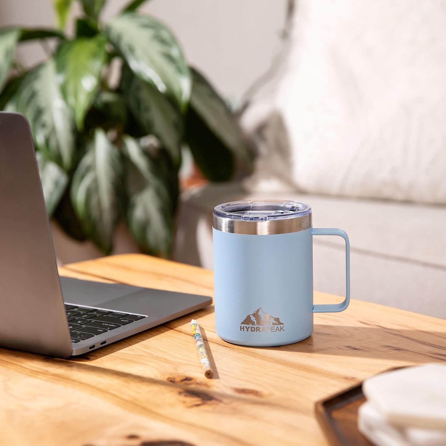 Hydrapeak 14oz Insulated Travel Mug with Splash Proof Lid, Stainless Steel Double Walled Coffee Mug, Navy - Image 6