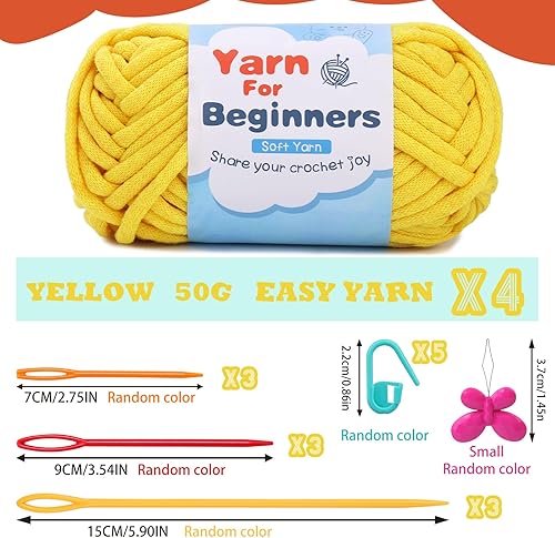 Miniatura 2 de Hssugi Hilo fácil para principiantes, hilo grueso de 1.76 x 1.76 oz con puntadas fáciles de ver, hilo de relleno de algodón con accesorios de