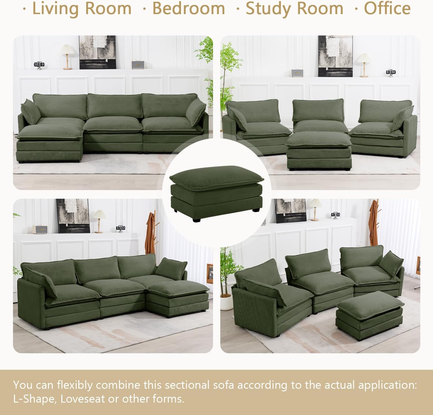 Diagram showing various sofa configurations