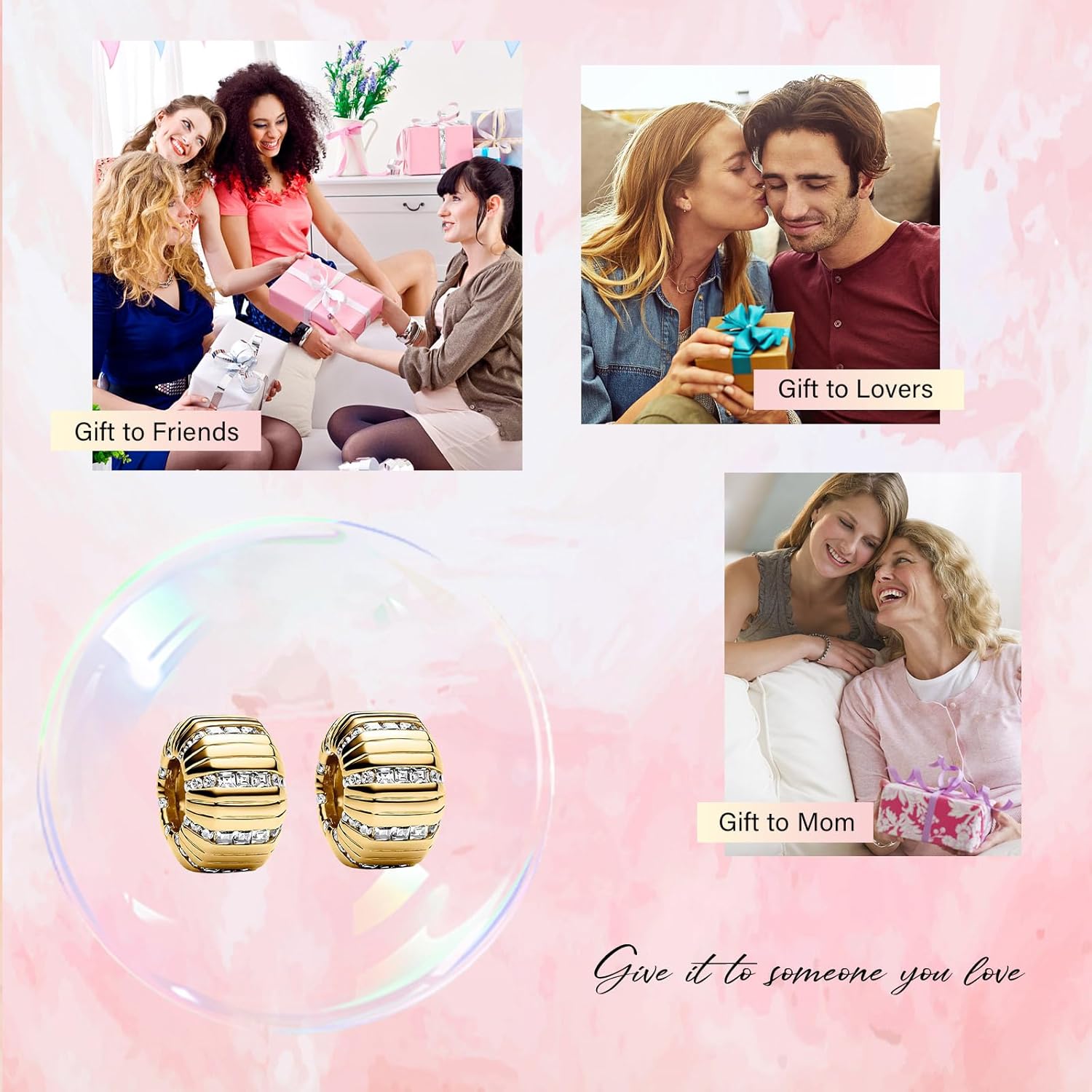 2PCS S925 Clip Stopper Spacer Charms for Pandora Bracelets, Pavé, CZ, Silver 14K Gold Rose Gold Plated, for Christmas Mothers Valentine's Day Graduation, Jewelry Gifts for Women - Image 4