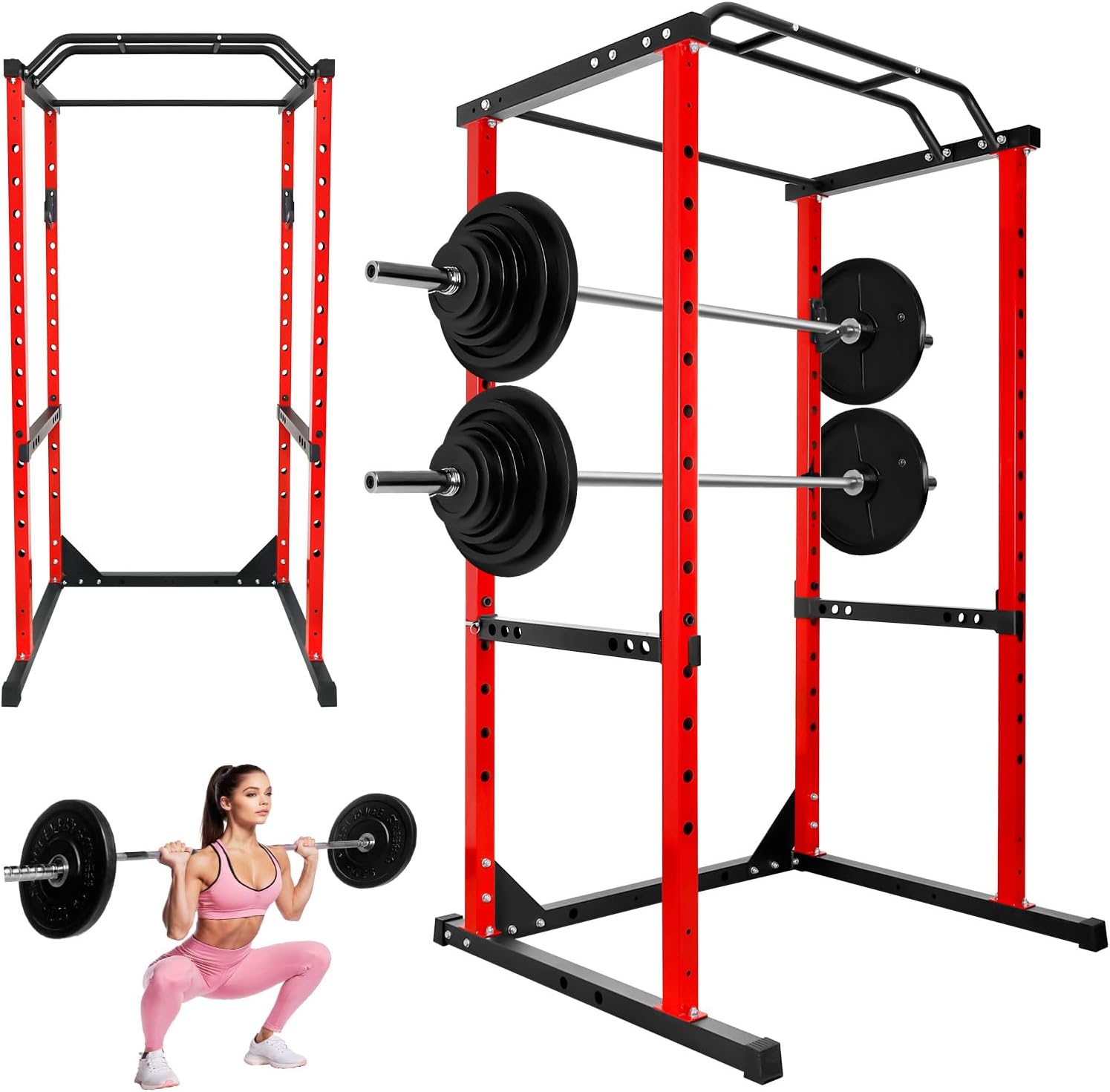 Generic Power Cage - 1200LBS Capacity with Multi-Grip Pull-Up Bar & Adjustable Safety Bars