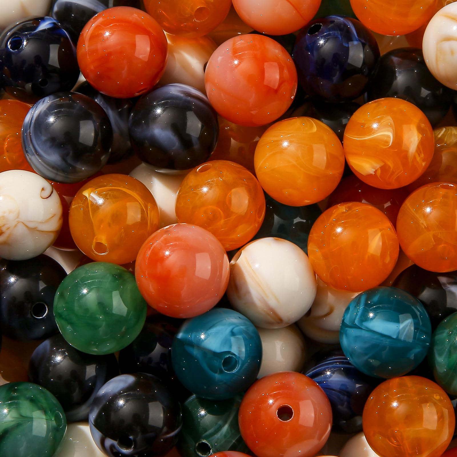 16mm Acrylic Beads Multicolor Acrylic Beads Pen Beads Bubblegum Beads DIY Beading Hairband Bracelets Necklace Craft for DIY Jewelry Making (Brown Green), Medium