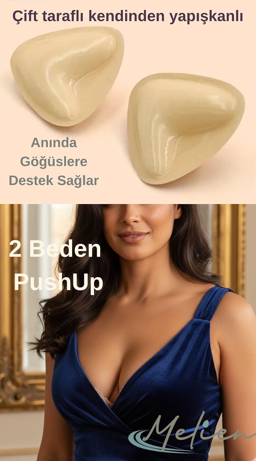Çift Taraflı Yapışkanlı Görünmez 2 Beden Push Up Gelinlik Abiye Elbise Mayo Bikini Büstiyer Crop Göğüs Kaldırıcı Sütyen Destek Pedi