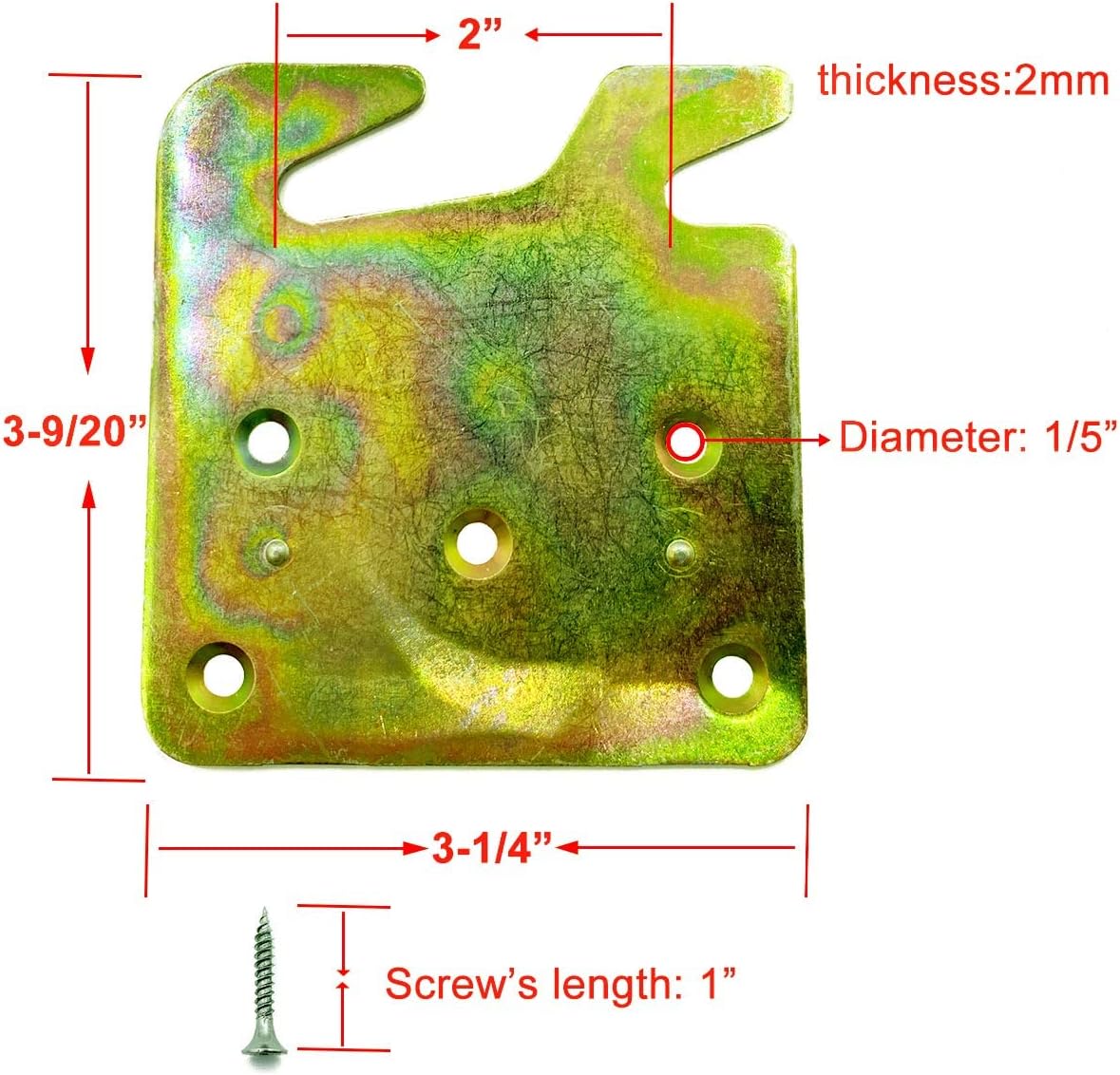 inghome 4Pcs Heavy Duty Wood Bed Rail Hook Plates, Bed Rail Brackets