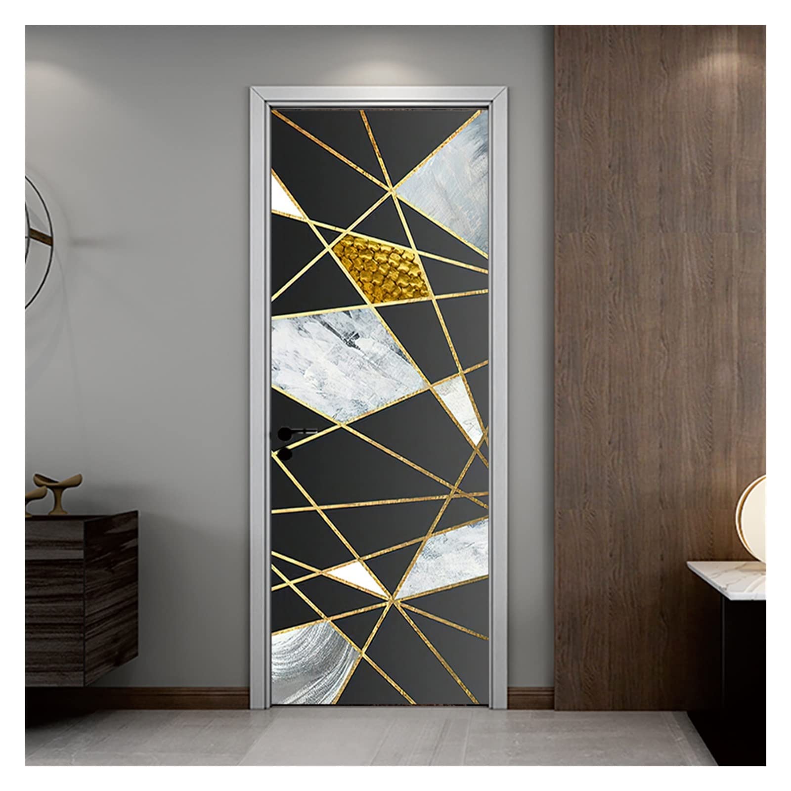Sticker décoration 3D auto-adhésif pour corriger une vieille porte en bois fatiguée