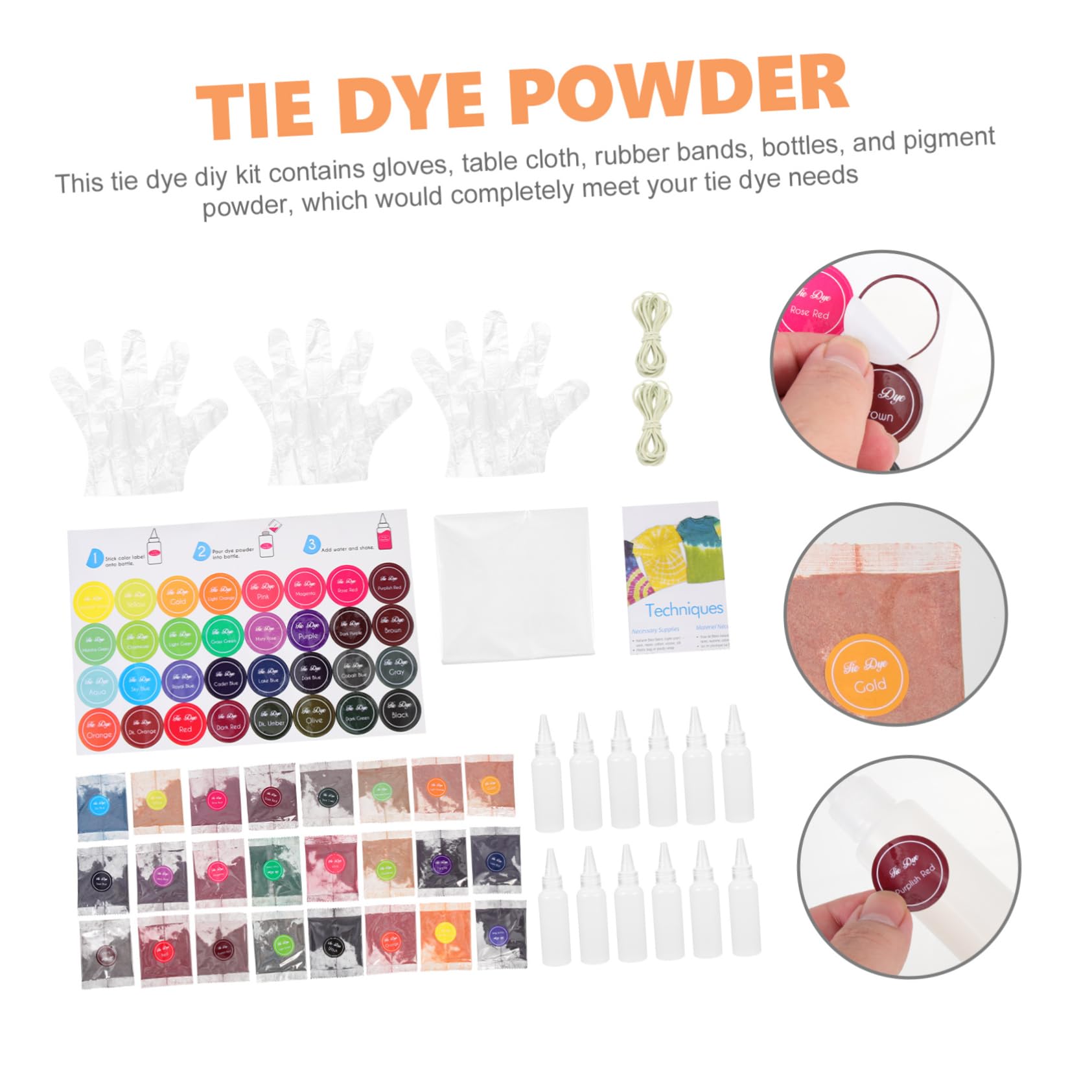 Kit De Teñido De Ropa Colores Polvo Para Teñir Perfecto Para Campamento De Verano y Actividades De Grupo.