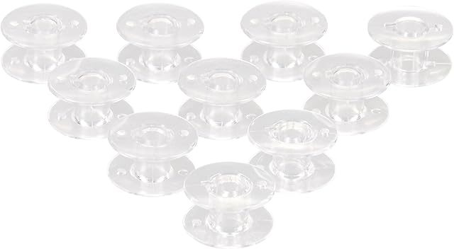Levivo sewing machine bobbin, transparent, set of 10 plastic bobbins, lower thread bobbin for common sewing machines, sewing machine accessories, sewing machine spool, transparent
