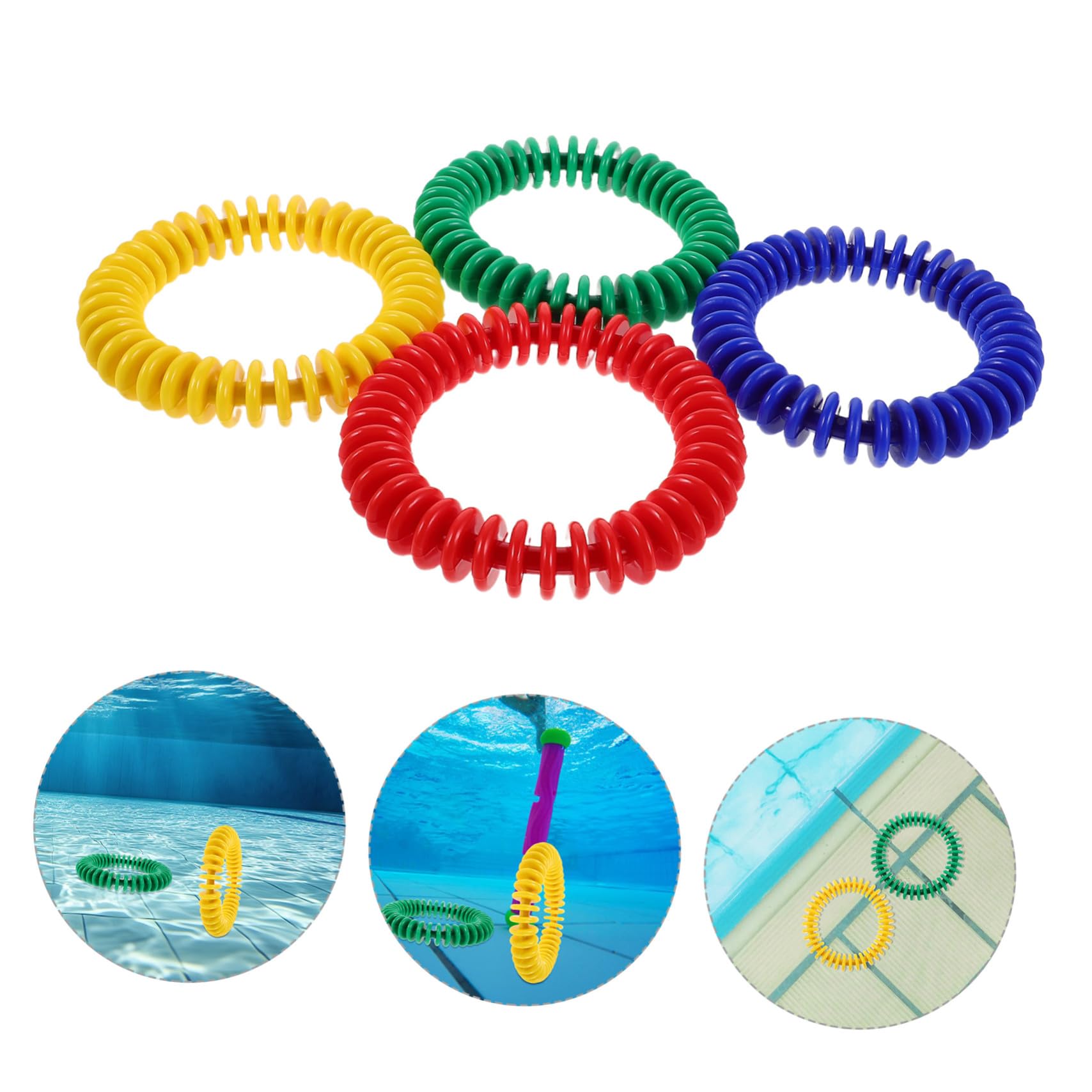 TOYANDONA 4pièces Anneaux de Plongée pour Piscine Jouets de Plongée Colorés pour Jeux Aquatiques et Bouées pour Garçon Fille