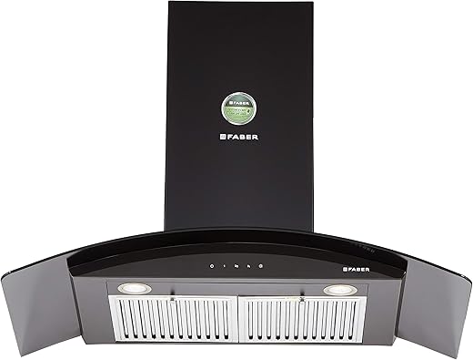 Faber 90 cm 1095 m³/hr angular Kitchen Chimney (HOOD FEEL Plus 3D T2S2 BK TC LTW 90, Baffle Filter, Touch Control, Black), Free 1 Year Extended…