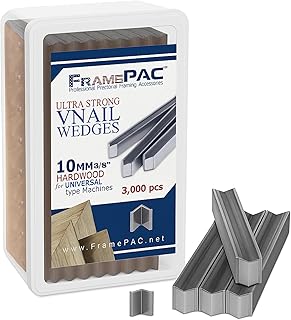 V Nails for Picture Frames Hardwood Universal (UNI) 10mm (3/8 Inch) [3000 V-Nail Pack, Stacked] - (for use in Automatic V Nailer for Picture Framing, Automatic V Nailer for Picture Frames)