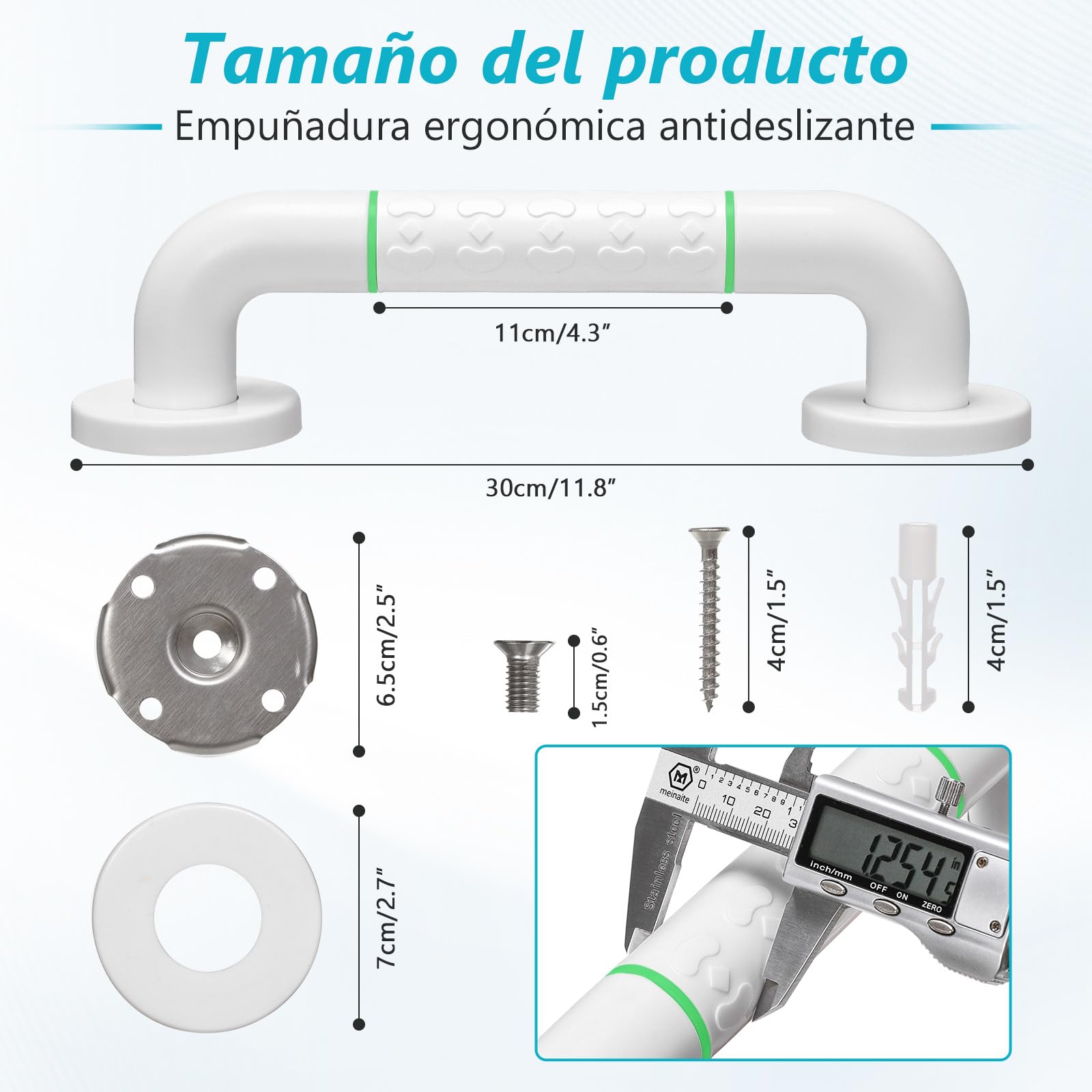 2 Piezas 30cm Agarraderas Baño - Agarrador Ducha Personas Mayores, Niños y minusvalido, Antideslizante Asidero, Acero Inoxidable Barra