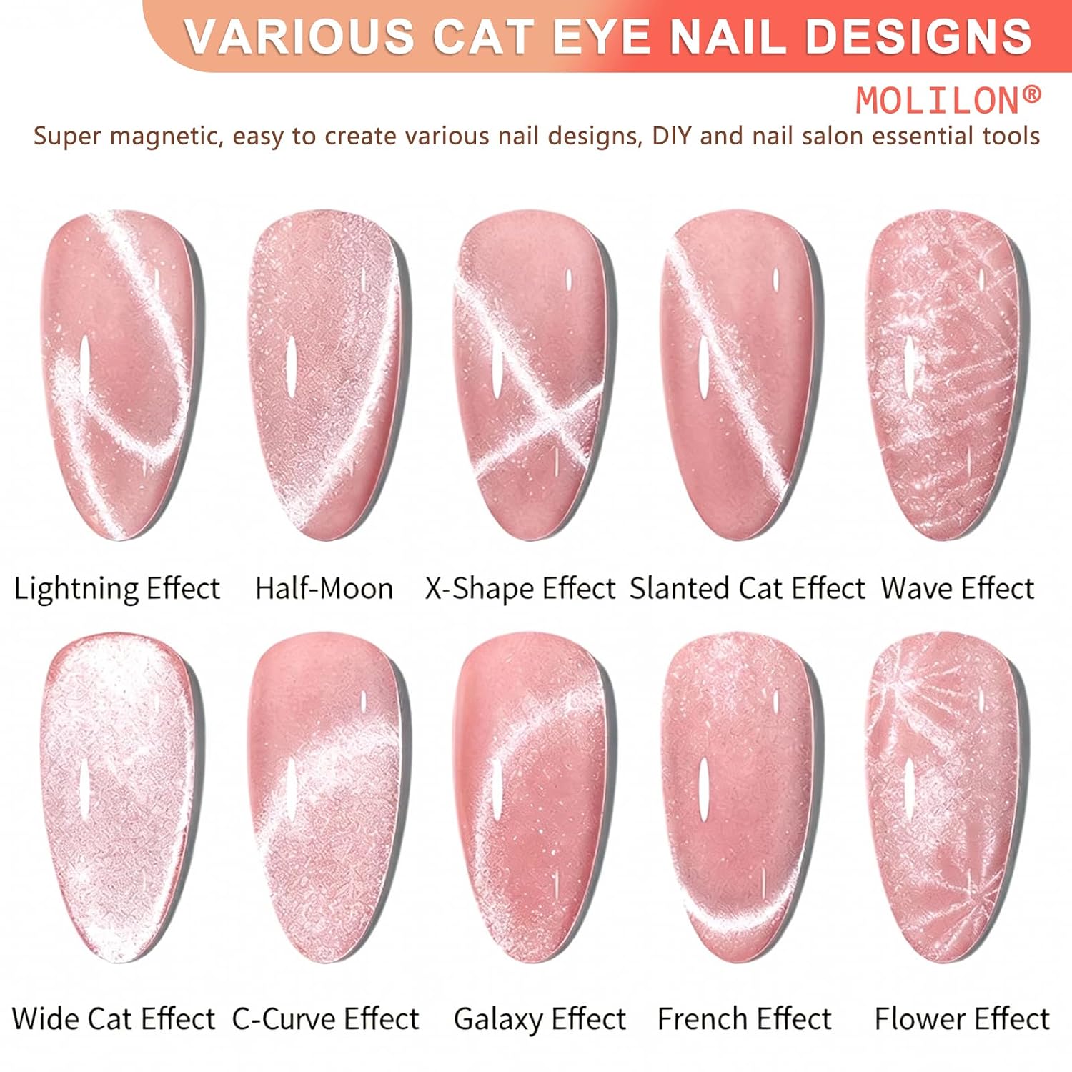 Cat Eye Magnet for Nails, Silver Dual-Head Nail Magnet Pen, Flower Magnetic Nail Design Tools, Strong Magnets Tool for Cat Eye Gel Nail Polish Accessories