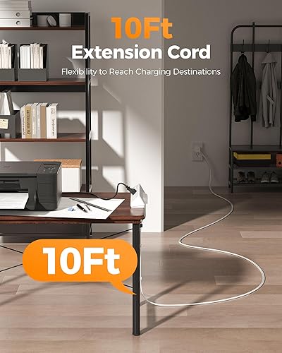 Miniatura 5 de TESSAN 2100J - Regleta de alimentación con abrazadera de escritorio de 10 pies, 5 salidas con 4 puertos USB (2 USB C), cable de extensión de enchufe