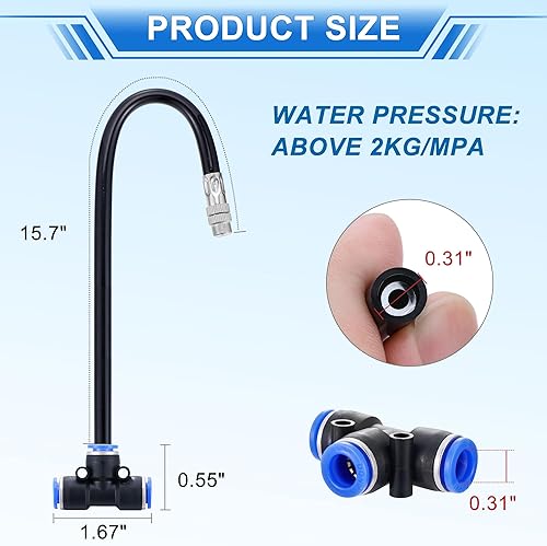 Miniatura 2 de Mornajina Paquete de 5 boquillas de nebulización de latón con manguera integrada de 16 pulgadas para sistema de refrigeración al aire libre