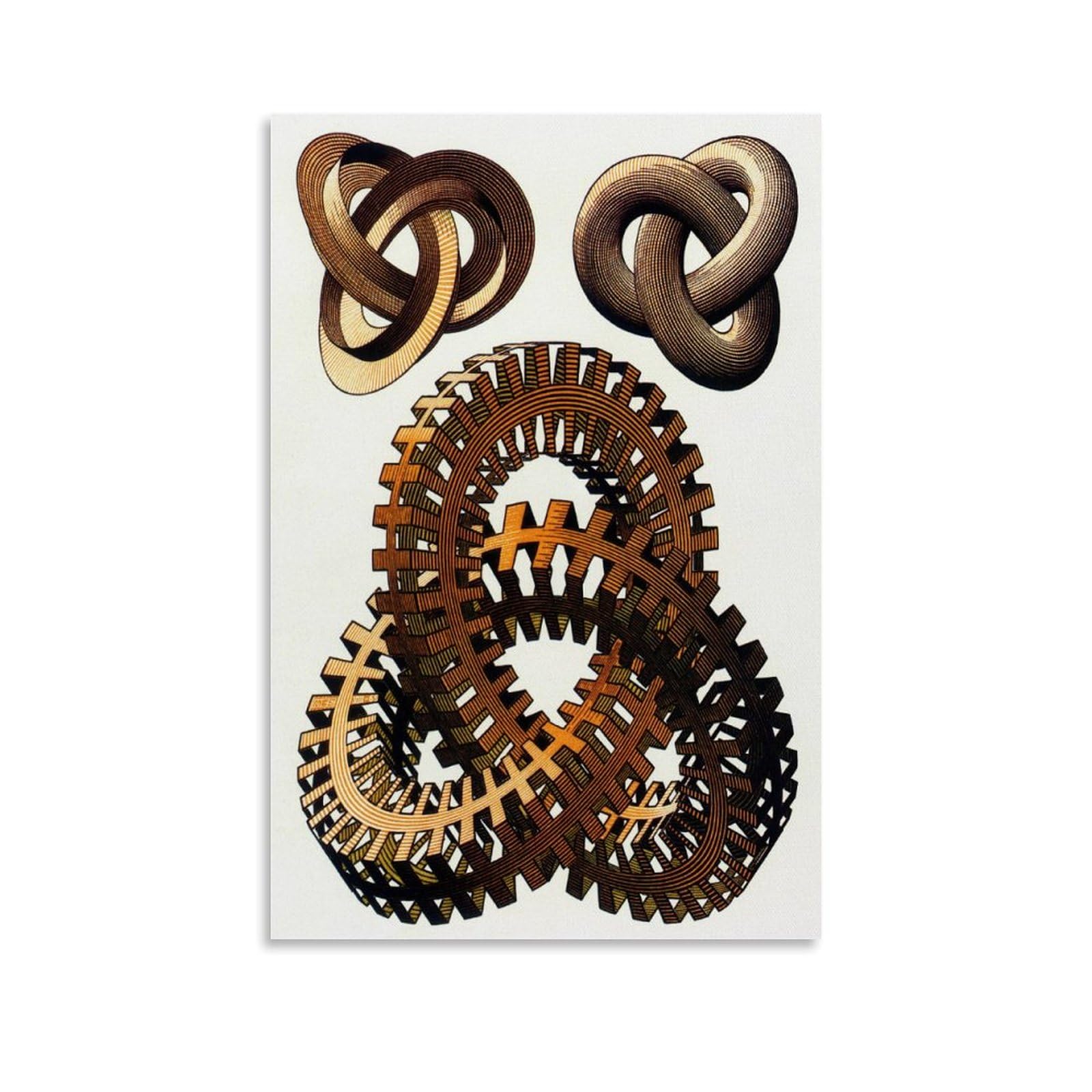 WurBu M.C. Escher Painter Artwork【Knots Colour】 Printed Posters Decorative Painting Canvas Wall Art Living Rooms Bedroom Painting 16x24inch(40x60cm)