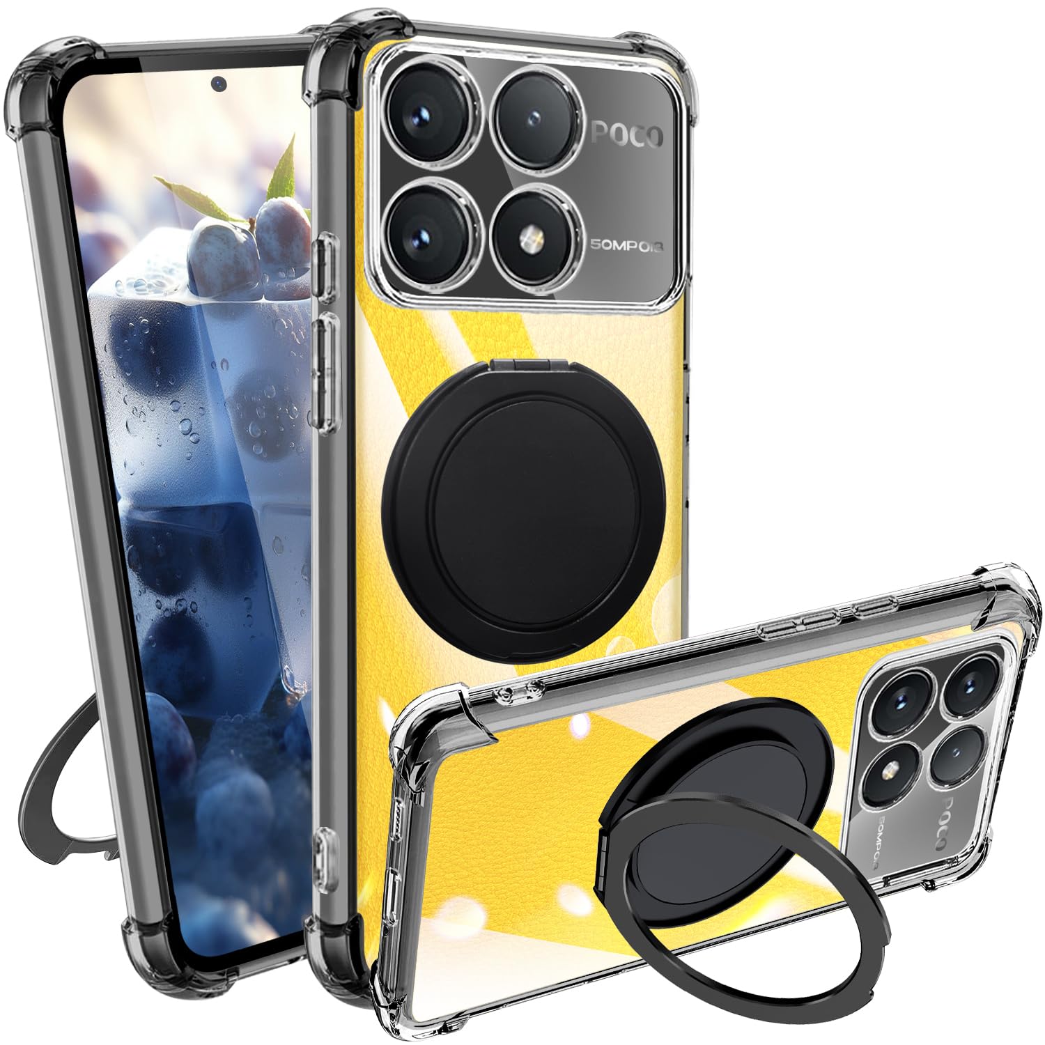 POCO F6Pro 日本語版 ガラスフィルム、リング付きケース