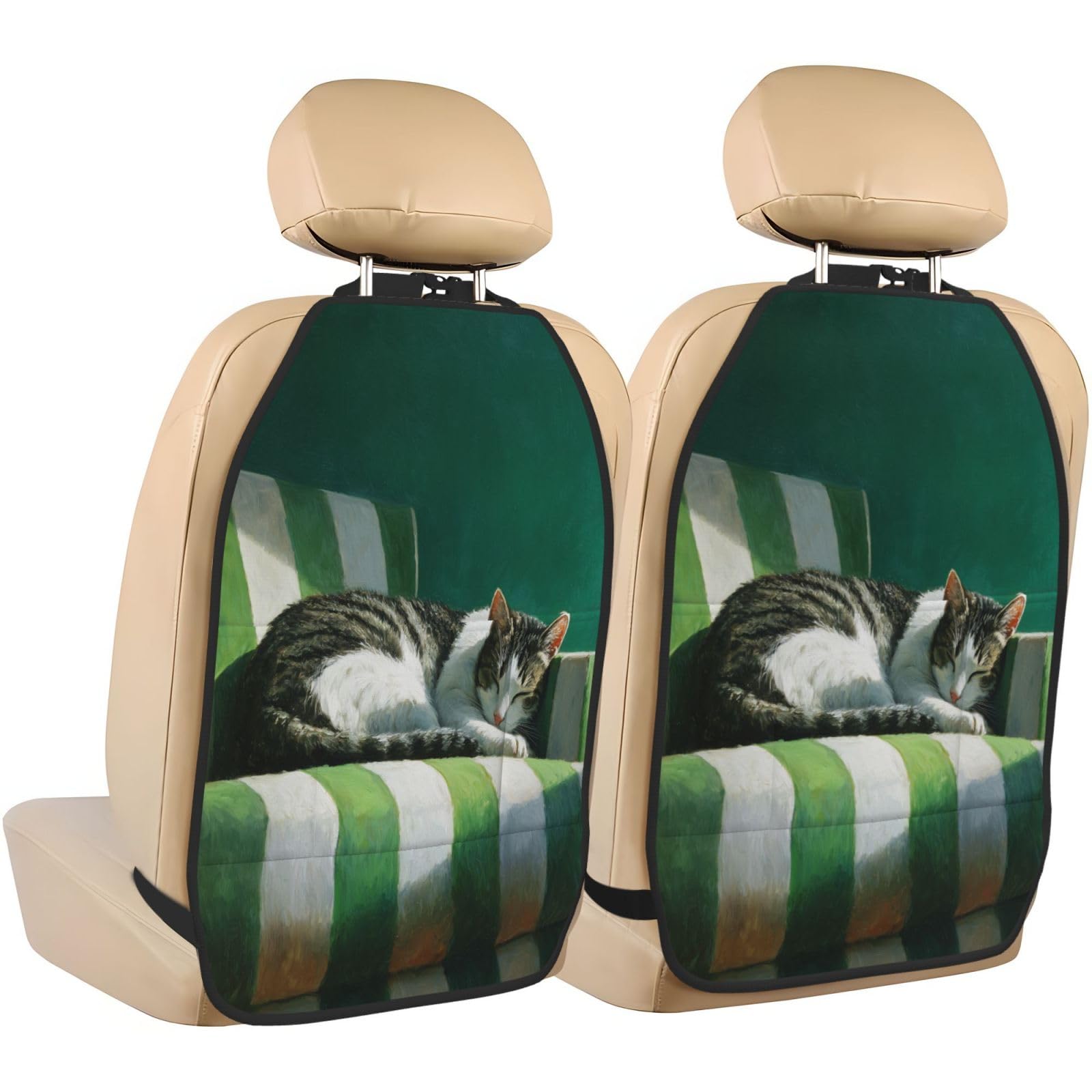 Protector de asiento de coche lavable pack de 2 alfombrillas con estampado de gato 8