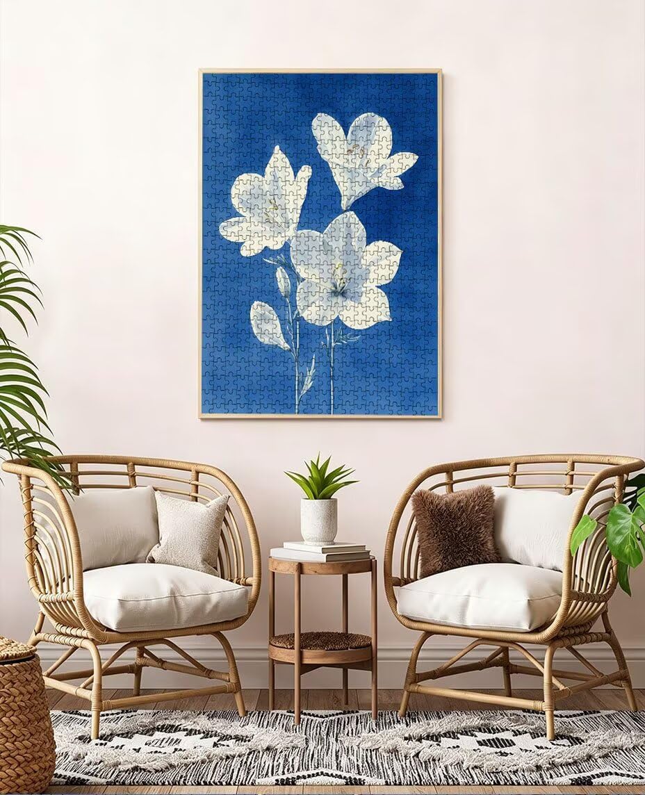 Puzzle 1000 Pezzi Fiori Bianchi 3D Puzzle per Adulti Impegnativo, Educa Puzzles Artistico, Divertente E Stimolante Puzzles Decorativo per La Famiglia, Regalo e Decorazione Pareti BXHZW6-40