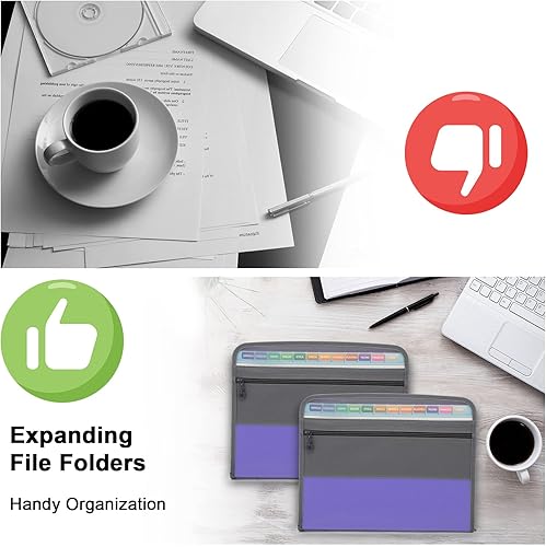 Miniatura 6 de NAFY Organizador de archivos de acordeón, carpeta de archivos expandible de 13 bolsillos con cremallera, tamaño carta A4, carpetas de archivos