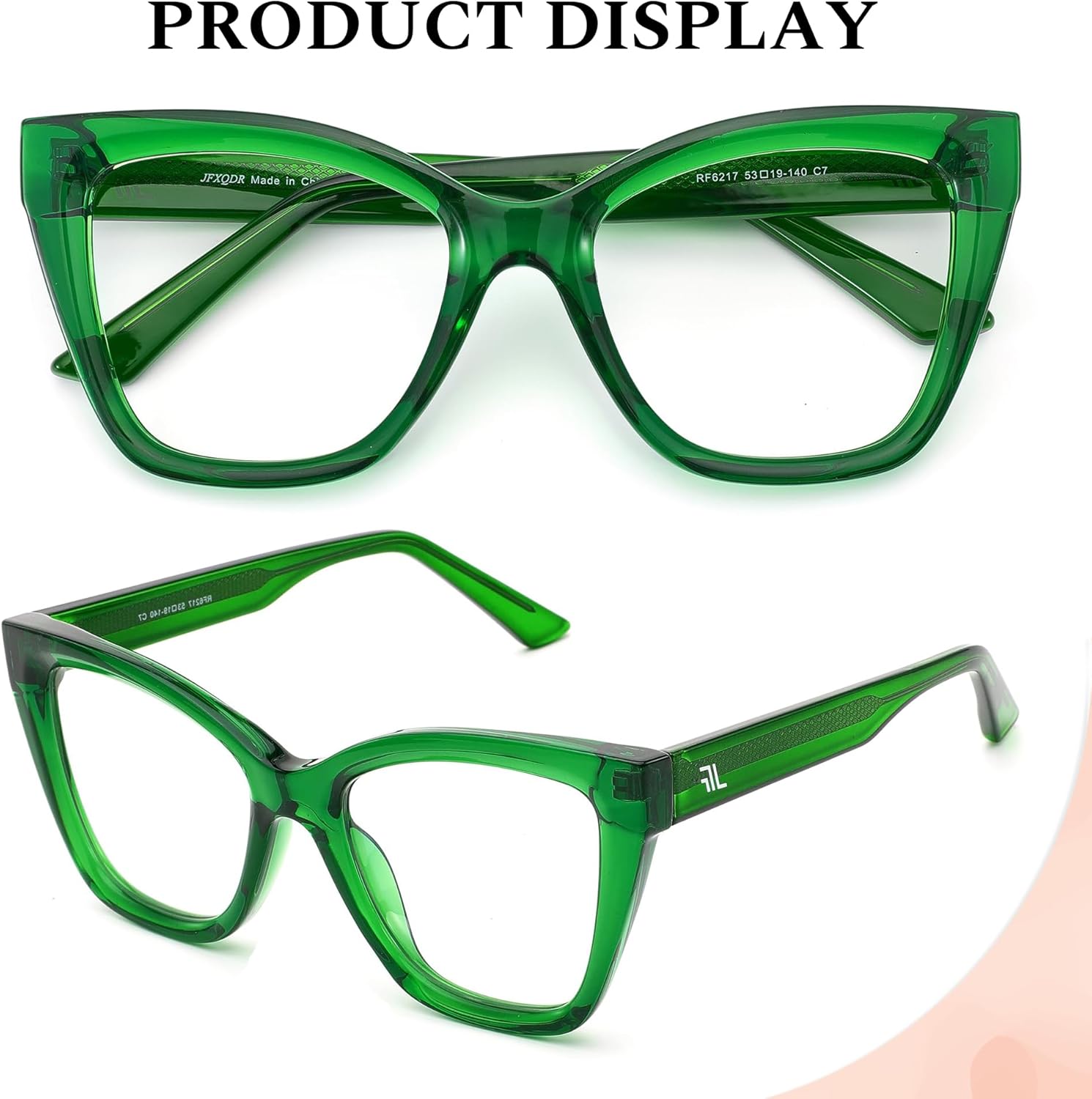 Women's Oversized Blue Light Blocking Glasses, Cat Eye Computer Gaming Glasses Anti Eyestrain & UV Glare RF6217 (Basil Green Cateye Frame) - Image 4
