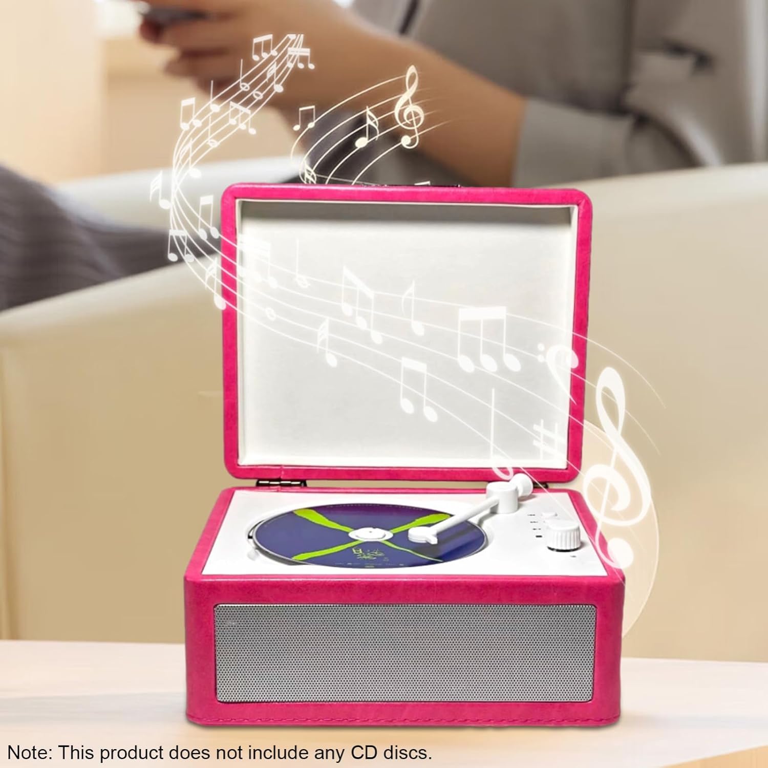 Image showing a smartphone connected via Bluetooth 5.0 to the CD player for wireless music streaming.