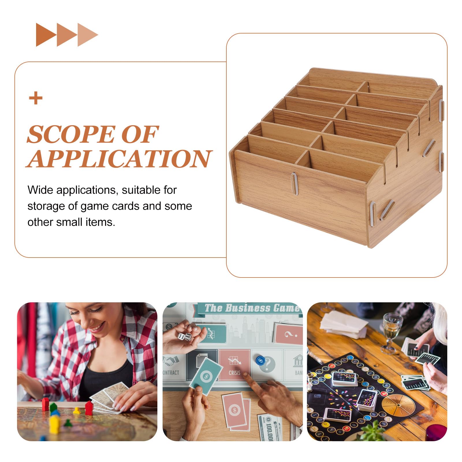 Healeved Organizer per Carte da Gioco in Legno di Noce 12 Scomparti Scatola Portaoggetti Compatta e Leggera per la Casa Custodia Bordi Arrotondati per Protezione e Stoccaggio Ordinato