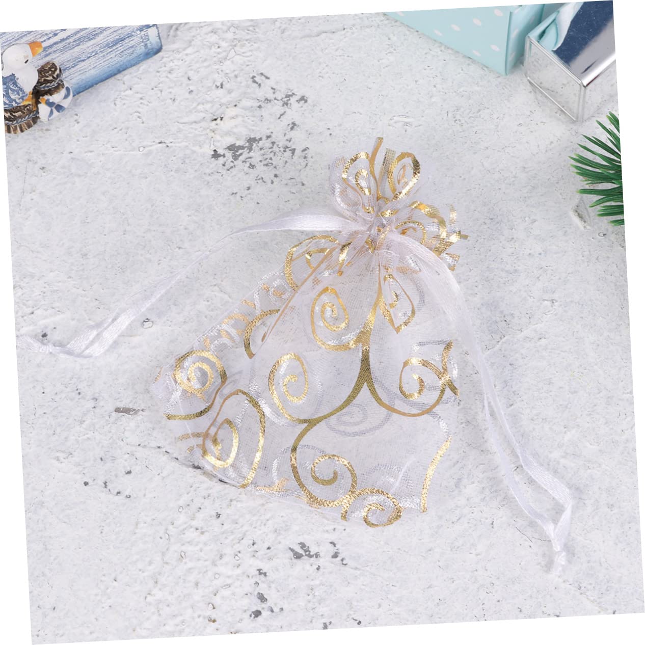 Gatuida 3 Set Di Sacchetti Con Coulisse in Organza Bianca Per Gioielli Da Sposa Piccoli Sacchetti Da Viaggio 100 Pezzi*3