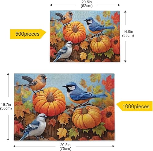 Miniatura 5 de Pumpkin Sunflower Jigsaw Puzzles 500 Pieces for Adults,Learning Educational Puzzles,Difficult and Challenge Families Toys with Mesh Storage Bag