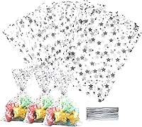 Vista 26 de COQOFA 100 piezas de bolsas de celofán transparentes para regalos con forma de corazón dorado de 17,78 x 30,48 cm, bolsas de fiesta, para caramelos