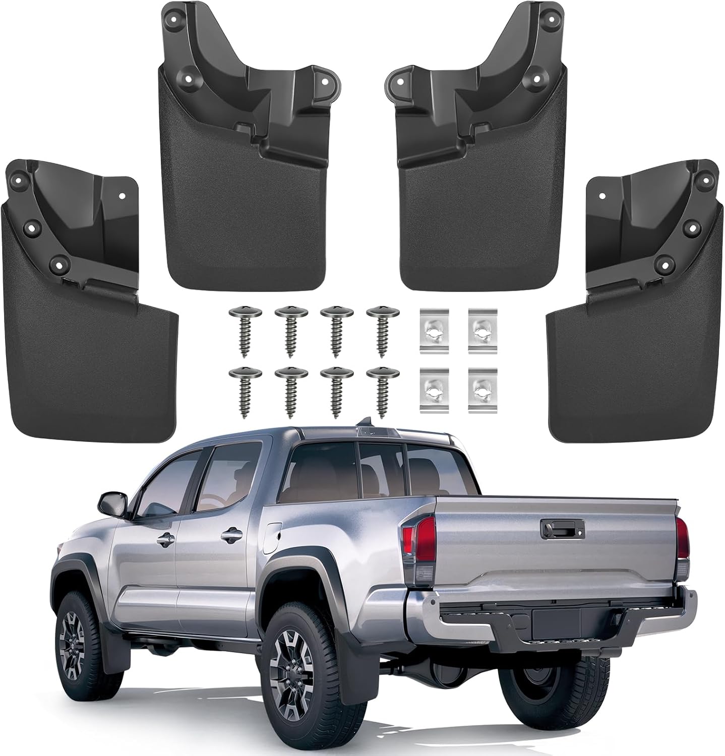 Mud Flaps Splash Guards for Toyota Tacoma 2016-2023, Front & Rear Fender Mudguards, Durable PP+TPE, Easy Install with Hardware (Set of 4)