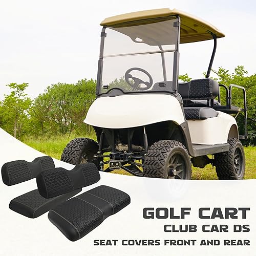 Miniatura 2 de XUANYUDG0769 Fundas de asiento delantero y trasero para carrito de golf EZGO TXTRXV Club Car DSPrecedent Yamaha G29, cuero de vinilo, correas