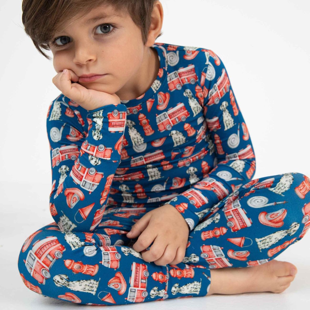 Lev Baby Blue Bamboo Pajama 2-Piece Lounge Set, Sustainable Pajamas, Long Sleeve, Washable, Cute Pajama Jumper