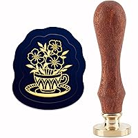 Vista 15 de CRASPIRE Sello de cera para velas, sellos de cera de sellado de flores, retro, vintage, cabeza de sello de latón extraíble con mango de madera