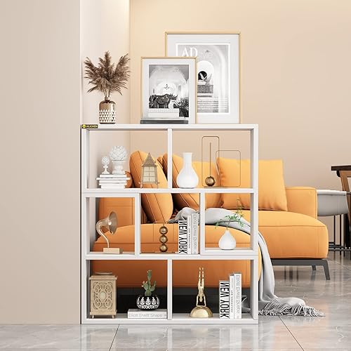 Miniatura 2 de ALISENED Estantería de 3 estantes estantería de madera y 7 cubos organizador de almacenamiento multifuncional para dormitorio biblioteca sala de