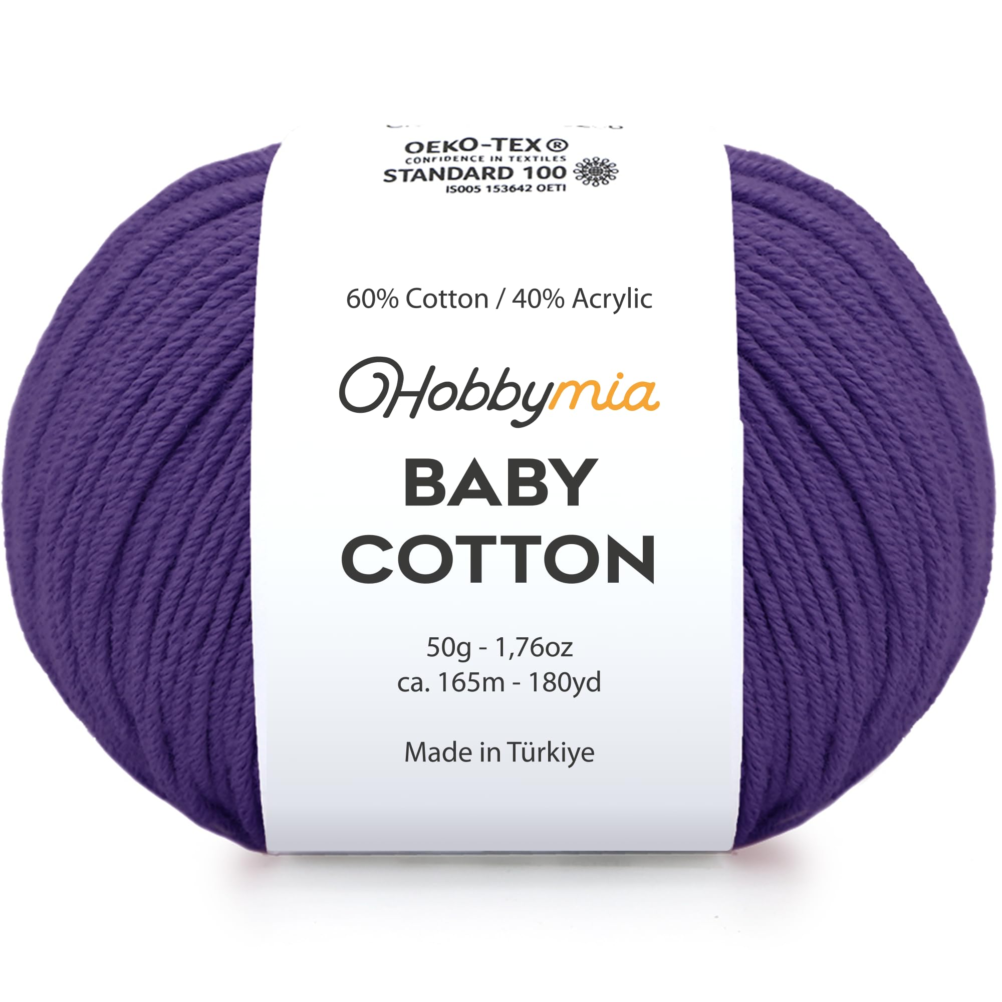 Baby Cotton Blend Yarn – Soft Sport Weight Yarn for Crochet & Amigurumi - 50g/180yds - 60% Cotton 40% Acrylic - Ideal for Baby & Knitting Proj.(Neon Green, 1 Ball) — view 72