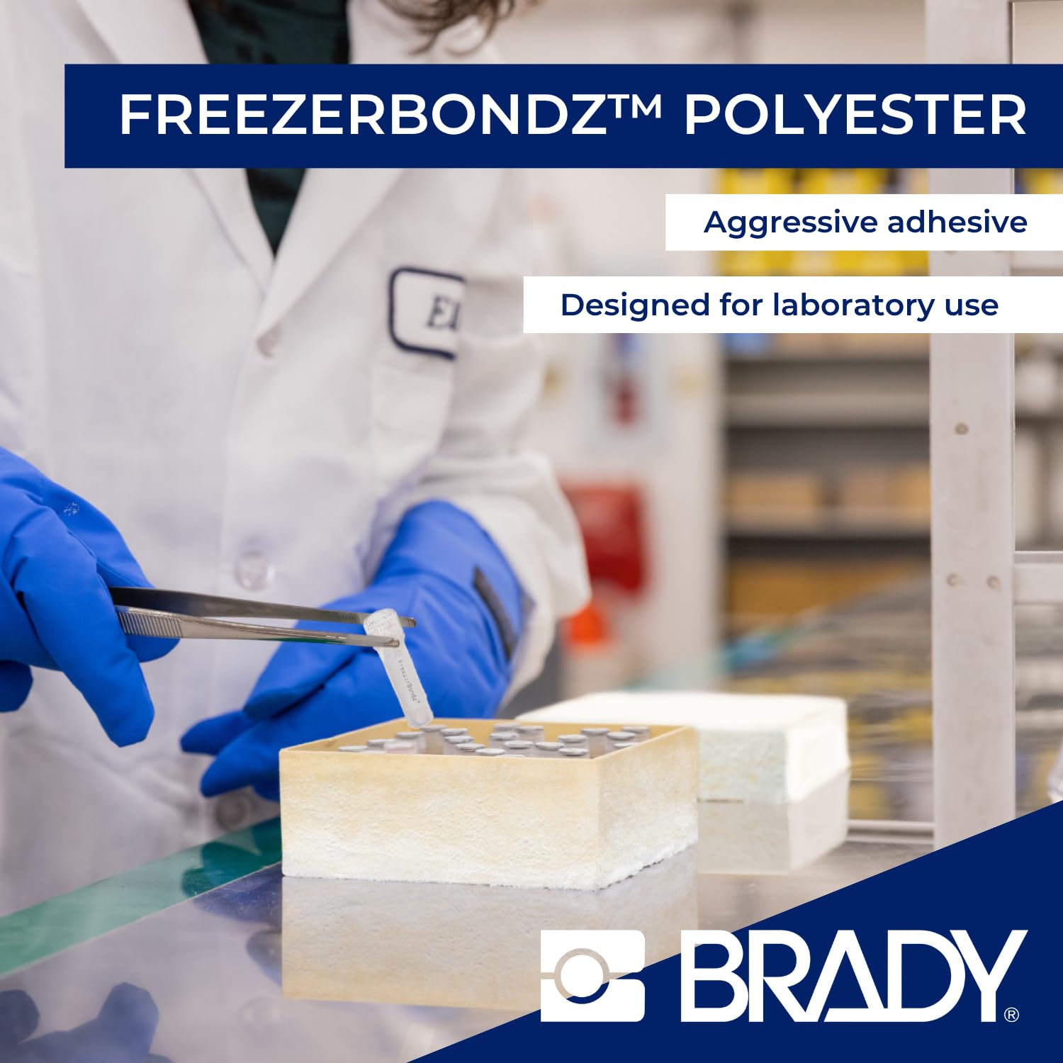 Brady FreezerBondz™ Polyester-Vorgefertigte Etiketten für Etikettendrucker BMP51/BMP53/M511-360 Klebeetiketten - Schwarz auf Weiß (31,75 mm (B) x 9,53 mm (H)) - M5-112-492