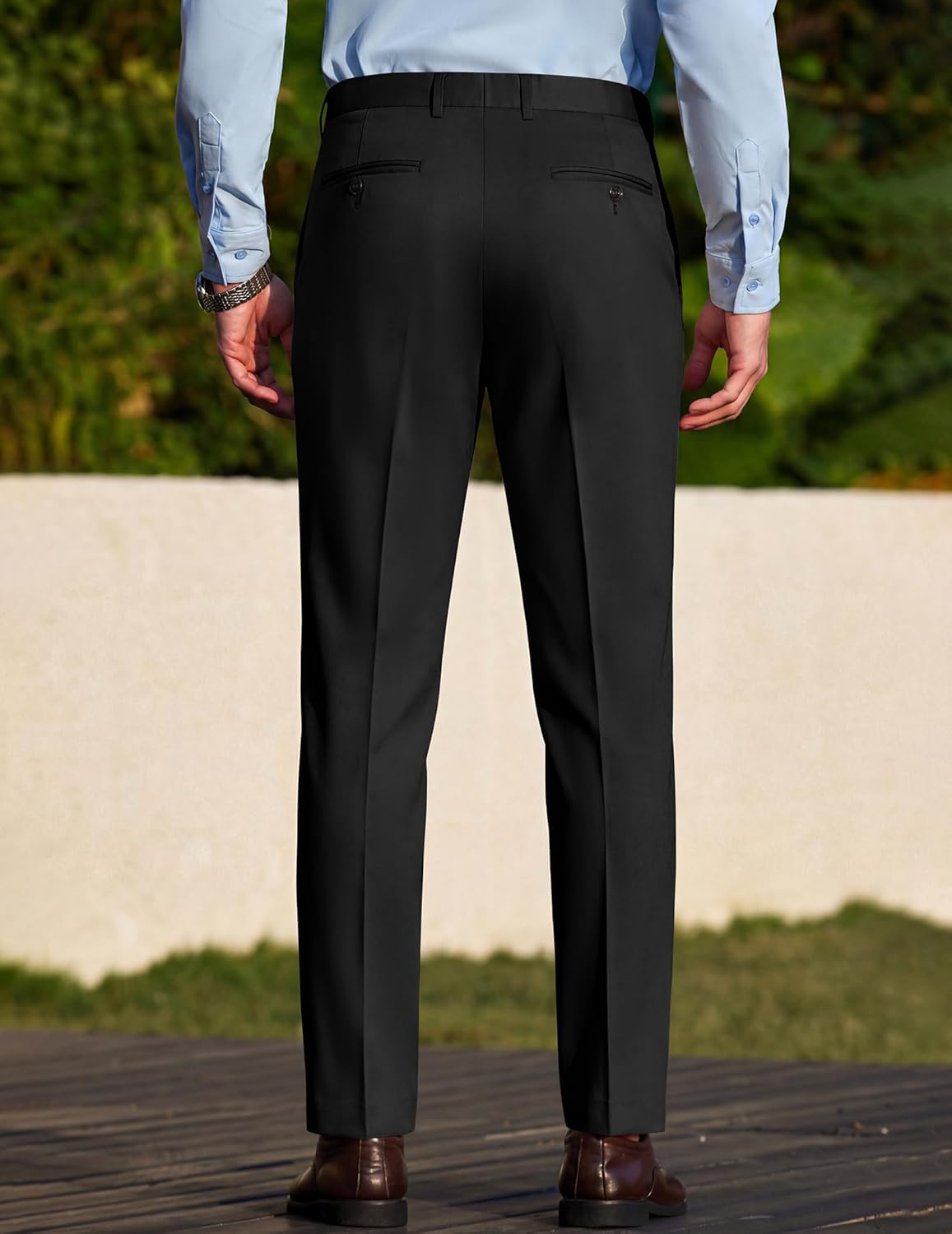 COOFANDY Mens Dress Pants Classic Formal Slim Fit Flat Front Slacks Casual Expandable Waist Suit Pants