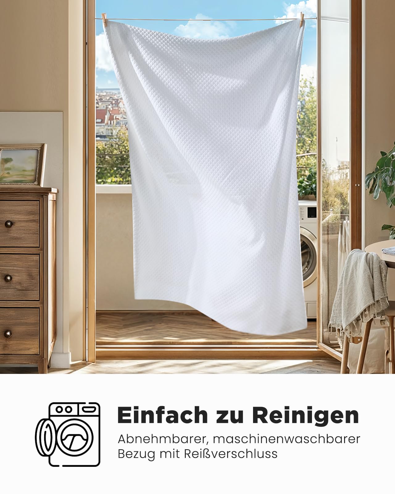 PERLECARE Topper 140 x 200 cm – coprimaterasso viscoelastico altezza 7,5 cm, durezza H3&H2, con rivestimento in bambù, certificato Öko-TEX®, per letto a molle e divano letto