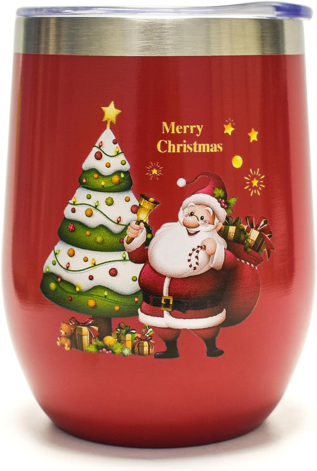 Christmas Tumbler with Lid and Straw, 12 oz Insulated Coffee Travel Mug, Stainless Steel Vacuum Double Wall Cup, Christmas Gifts Ideas (Red (1 Pack))