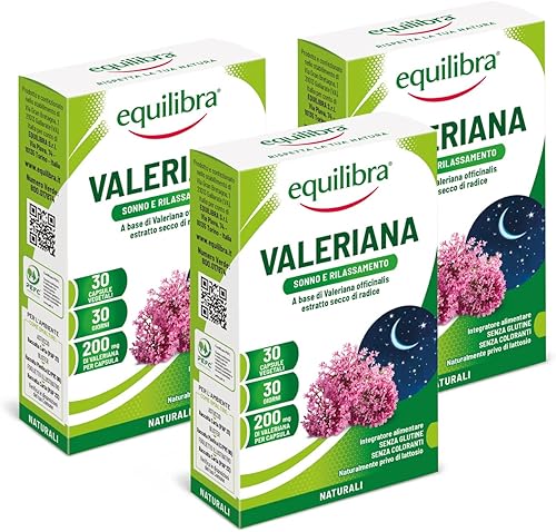Equilibra Integratori Alimentari, Valeriana, Integratore per Favorire il Sonno e il Rilassamento in Caso di Stress, da Assumere Prima di Dormire, 3 Pezzi da 30 Capsule Generico - integratore