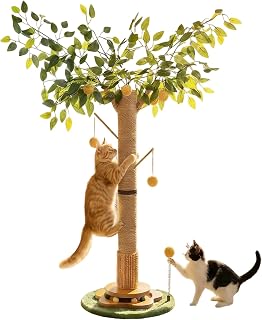 Cat Tree for Cats, Scratching Stem with Premium Sisal Rope, Scratching Player, Interactive Dangle Balls Toy for Indoor Scratching Tree, Kittens Cats
