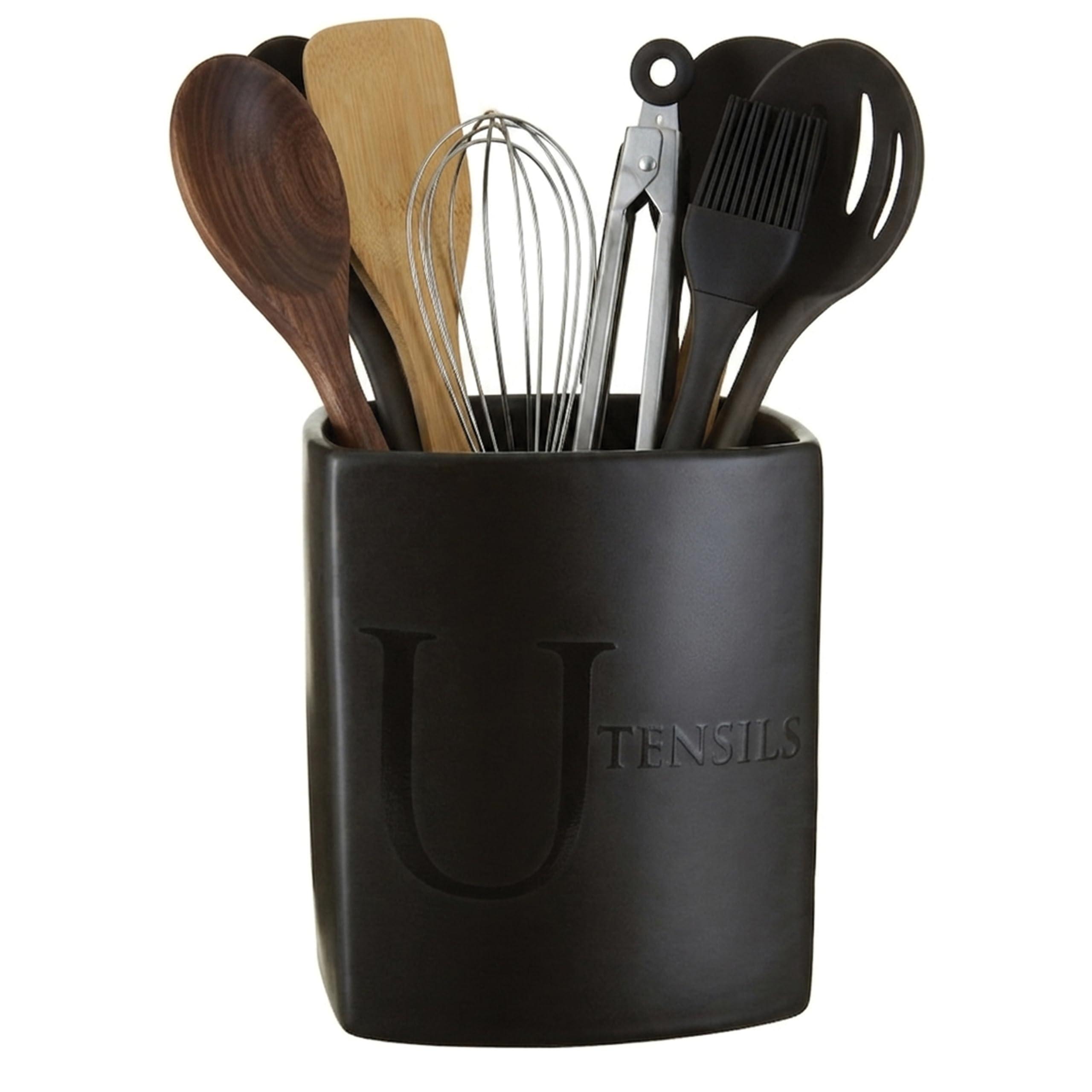 Premier Housewares Black Ceramic Utensil Holder | Utensils Decal